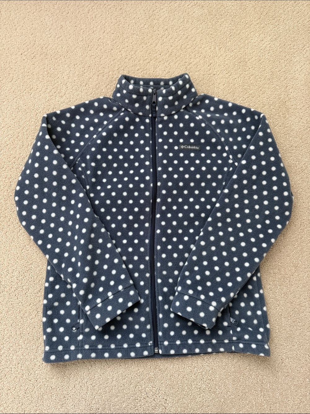 Polka Dot Columbia girly fleece mock neck zip up